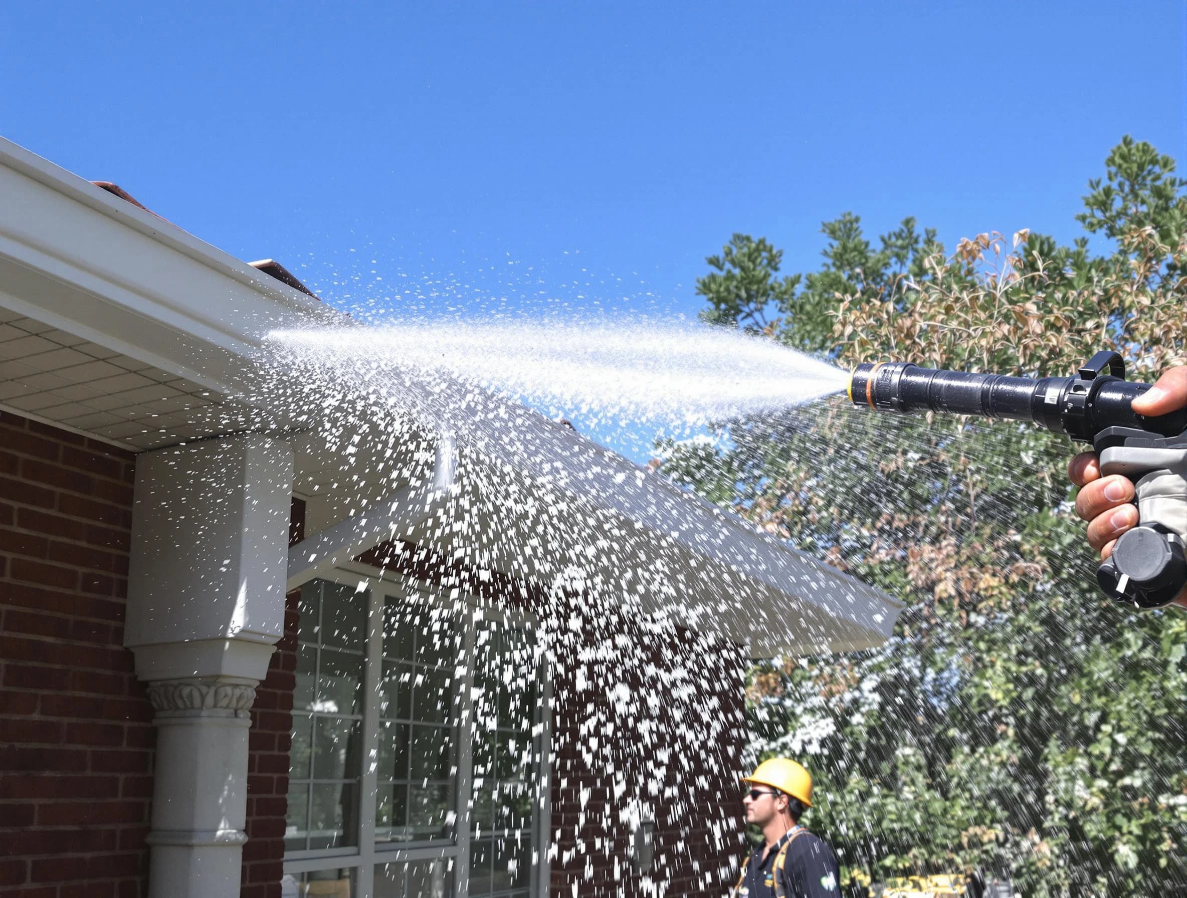 Cleared downspout by North Ridgeville Roofing Company ensuring unrestricted flow in North Ridgeville, OH