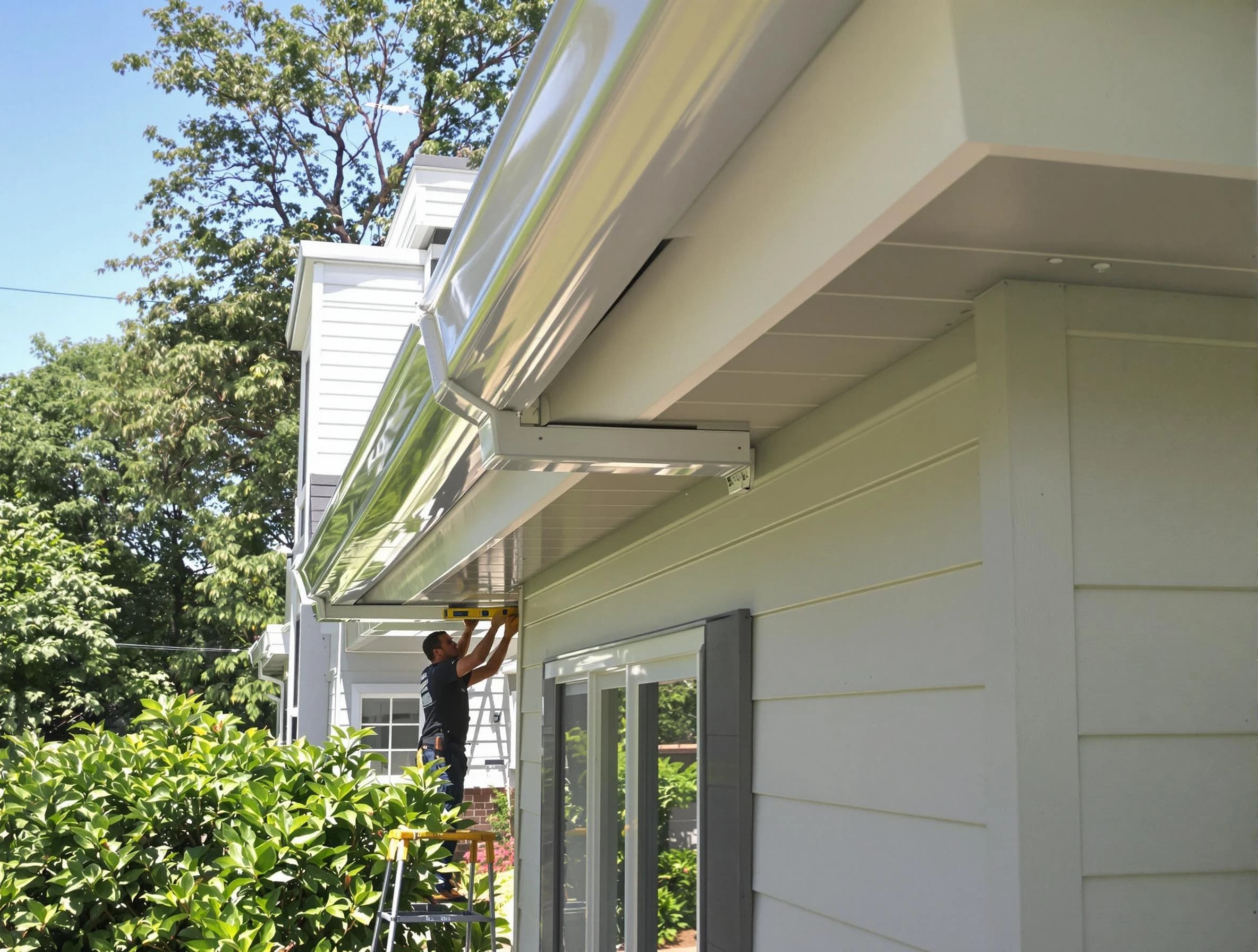 Properly aligned gutter system installed by North Ridgeville Roofing Company in North Ridgeville, OH