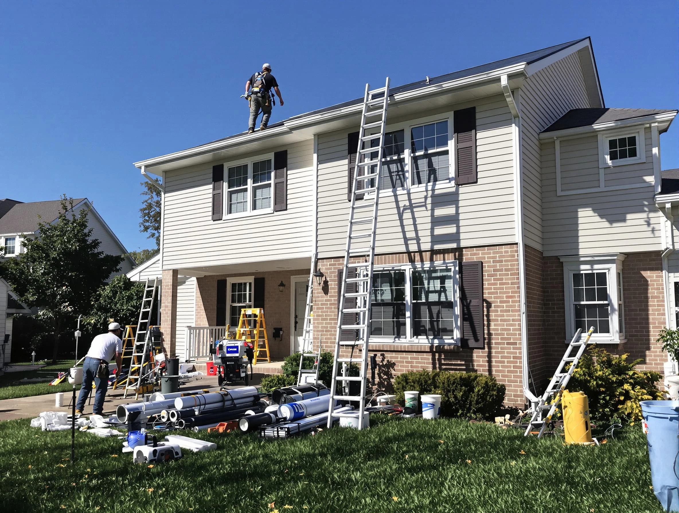 North Ridgeville Roofing Company completing a gutter replacement in North Ridgeville, OH