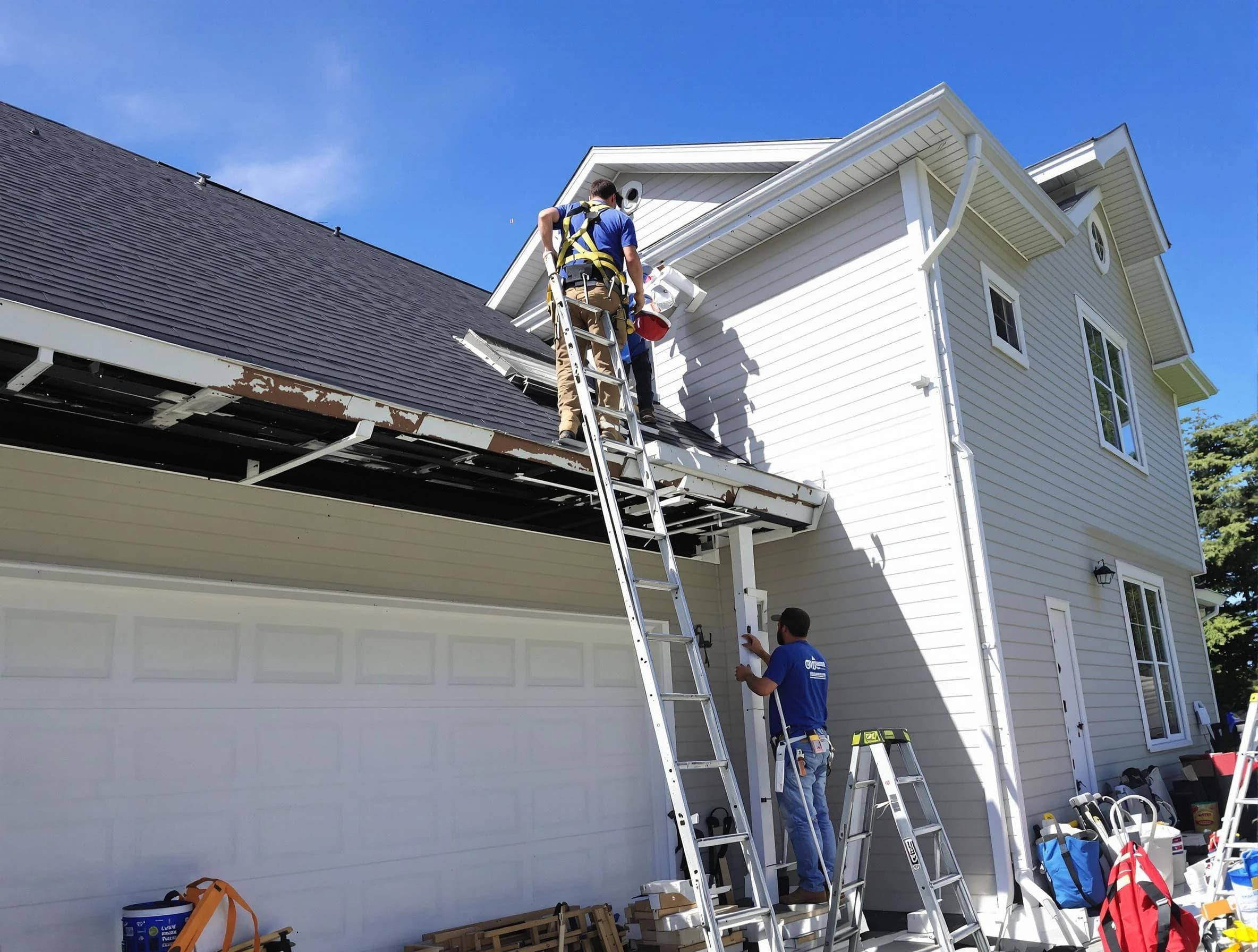 Newly replaced gutters by North Ridgeville Roofing Company in North Ridgeville, OH