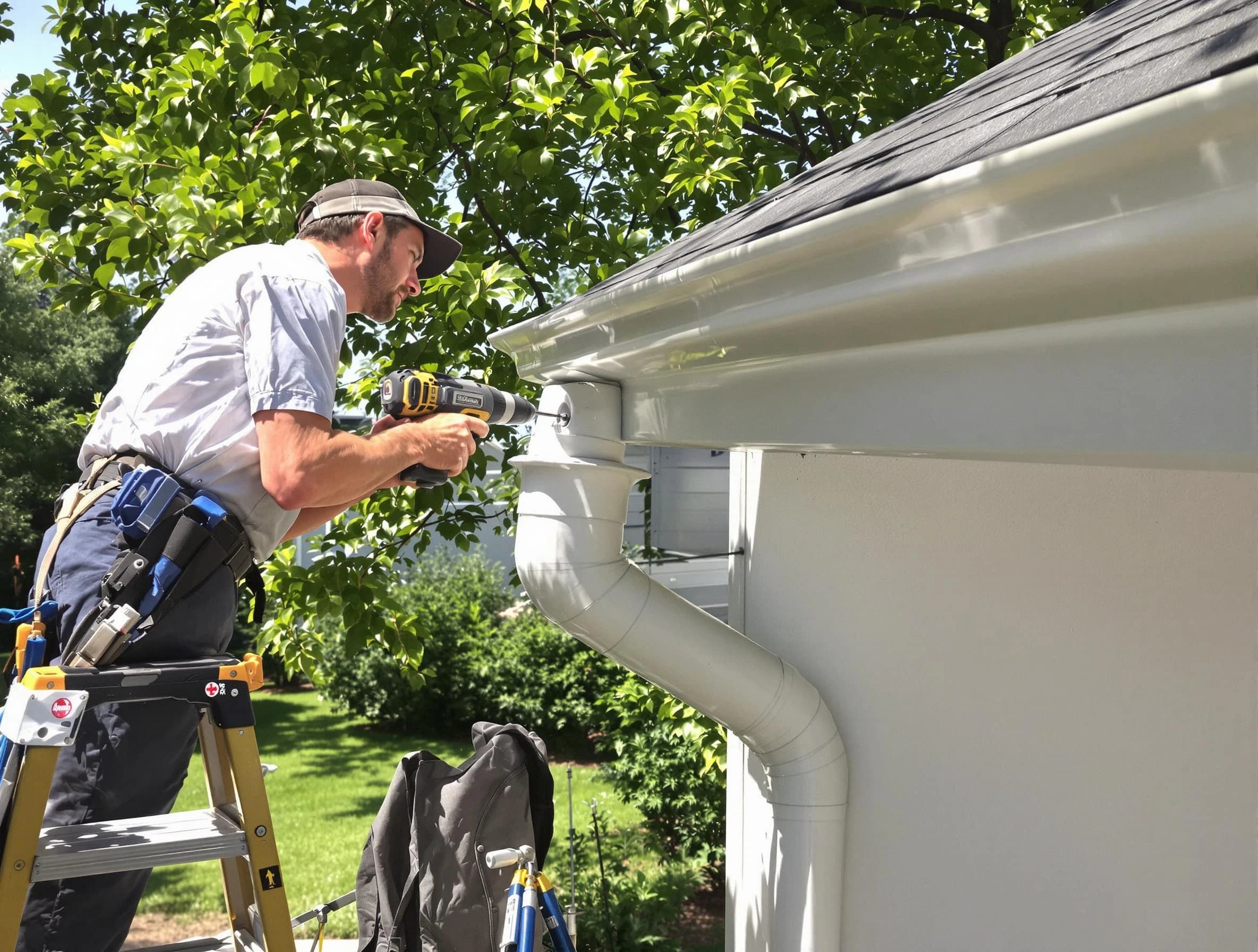 Properly installed rain gutters by North Ridgeville Roofing Company in North Ridgeville, OH