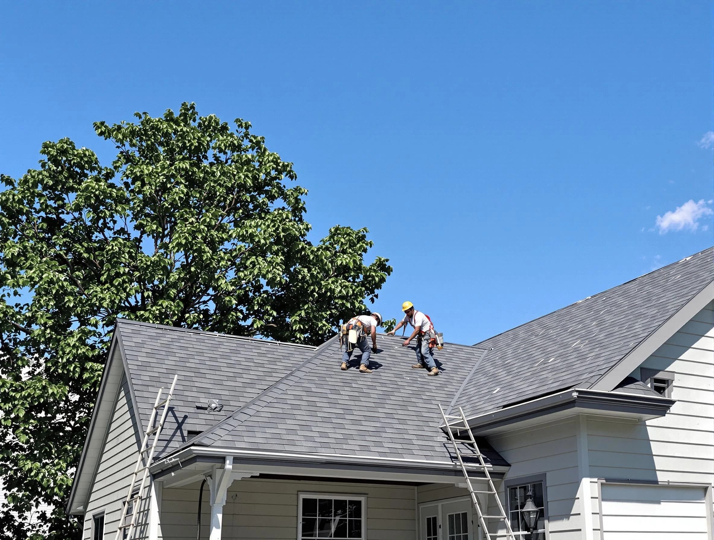 North Ridgeville Roofing Company crew finalizing a roof installation in North Ridgeville, OH