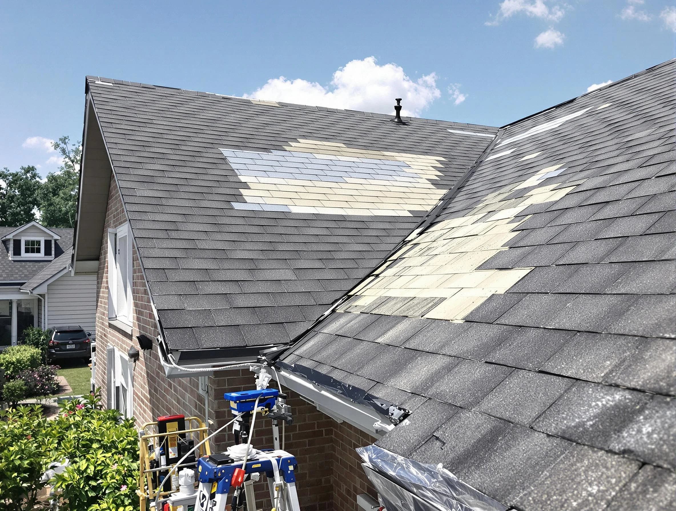 Close-up of roof repairs by North Ridgeville Roofing Company in North Ridgeville, OH